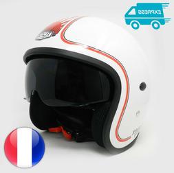 Casque bol jet Torx harry flag japan  blanc rouge brillant m