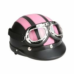 Scooter Vintage Retro Cuir R&eacute;glable Visi&egrave;re, Lunettes Et E