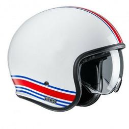 Vintage R&eacute;tro Fibre Hjc V30 Senti Blanc Rouge Bleu Helmet C