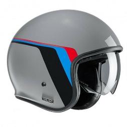 Vintage R&eacute;tro Fibre Hjc V30 Grey Rouge Bleu Black Helmet Ca