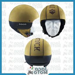 Scooter Jet Helmet Miele Cuir Nubuck Vintage