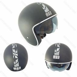 Casque Jet Cgm Vintage Negro Mate &Eacute;toile Army Plata XS S M 