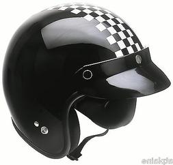 CASQUE JET Homologu&eacute; ABS - Noir et DAMIER - Taille XL