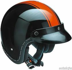 CASQUE JET Homologu&eacute; Bord piqu&eacute; main ABS - Noir et Orange 