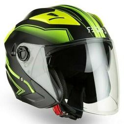 Scooter Approuv&eacute; Double Visi&egrave;re Noir Mat Jaune Fluo