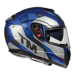 Casque Moduler MT Helmet Atom Avec Petite Visi&egrave;re Bleu Gris