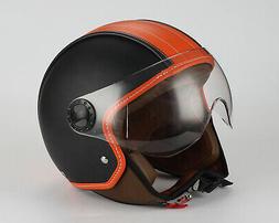 Bhr Demi-jet Mod One 801 En Cuir Noir Et Orange