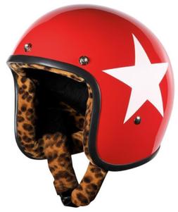 Jet Star Rouge Bandit Open Face Casque Non Homologu&eacute; Leopar
