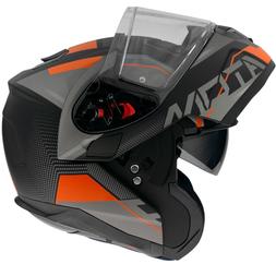 Modulaire Flip Up Mt Helmets Atom Quark A4 Noir Orange Mat E