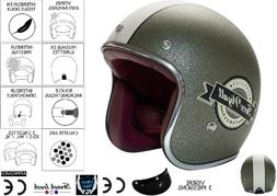 Vintage Retro 3/4 Classic Custom Mate Kaki Metalflake Xs/s/m