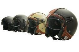 Casque pour Scooter, de Moto, Jet, Demi-Coquille Cuir Casque