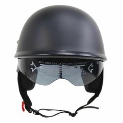 demi casque DOT  biker noir mat avec visi&egrave;re pare-soleil