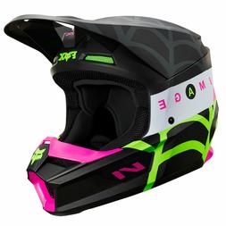Cross Mx Casque - Noir Vert Rose Tissu Enfants Quad V&eacute;lo