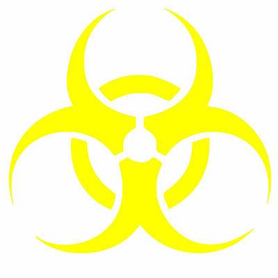 1 sticker autocollant biohazard jaune fluo fluorescent