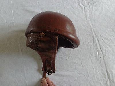 ancien casque de moto en cuir annees