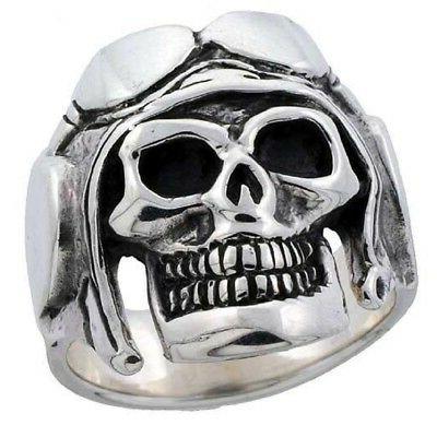 argent sterling tete de mort motard bague