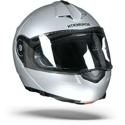 c3 pro argent brillant casque moto modulable
