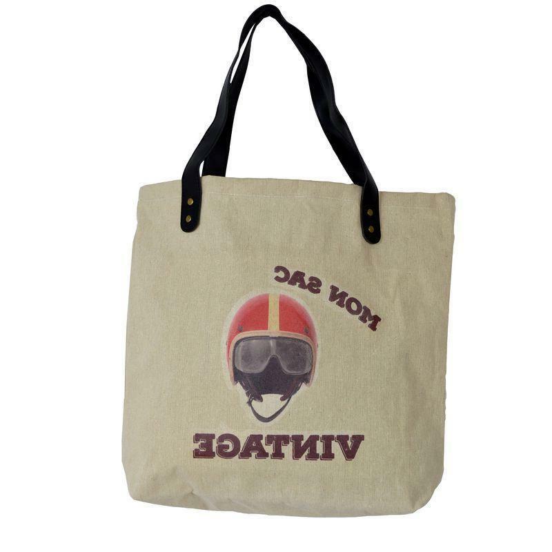 cabas sac shopping style vintage motif casque