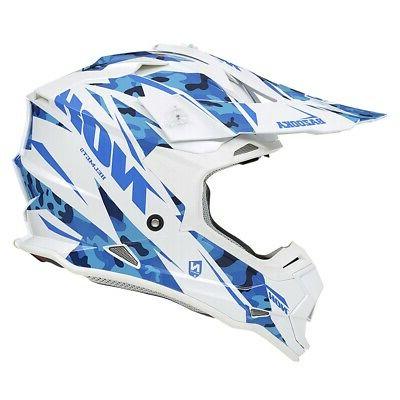 casque cross bazooka blanc bleu moto tout