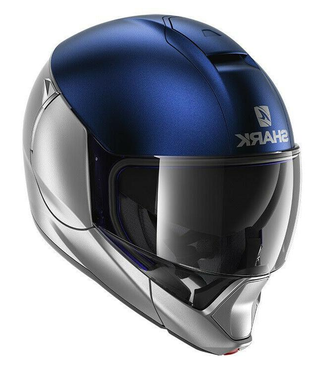 casque integral moto evojet dual bleu argent