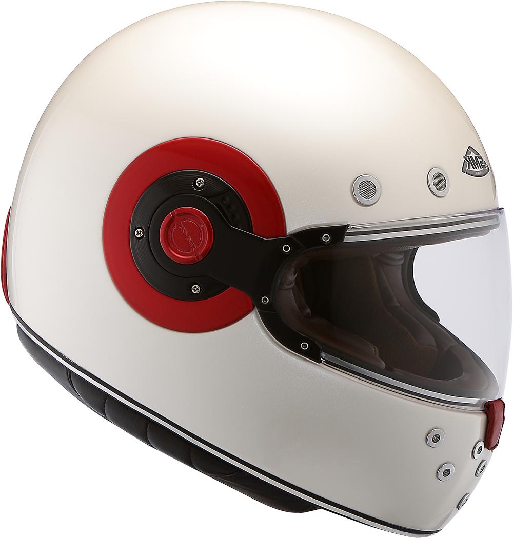 casque integral moto retro vintage blanc rouge