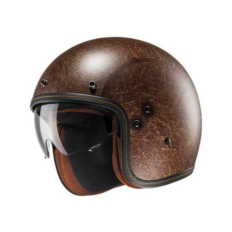 casque jet moto vintage braun matt fg
