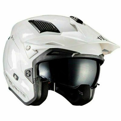 casque jet trial moto scooter blanc brillant