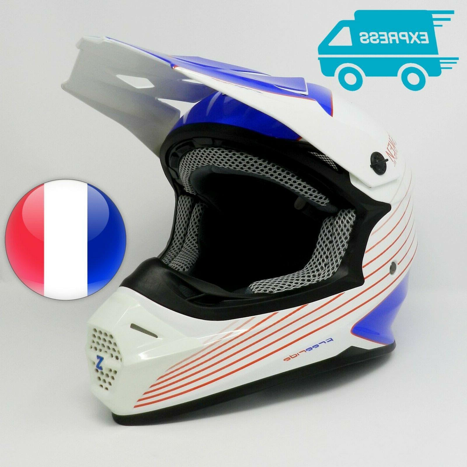 casque moto bleu blanc motocrossquad enduro