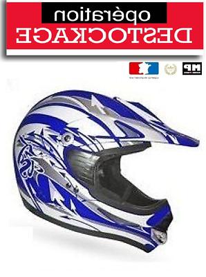 casque moto cross quad bleu blanc taille