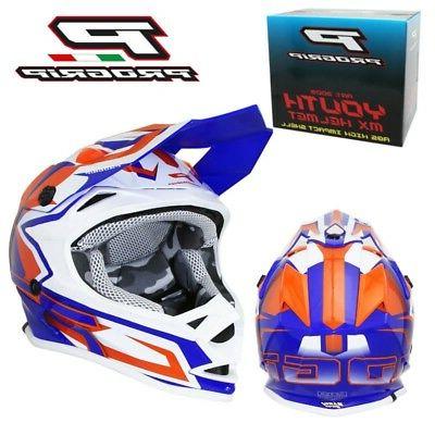 casque moto cross enfant 3009 bleu orange