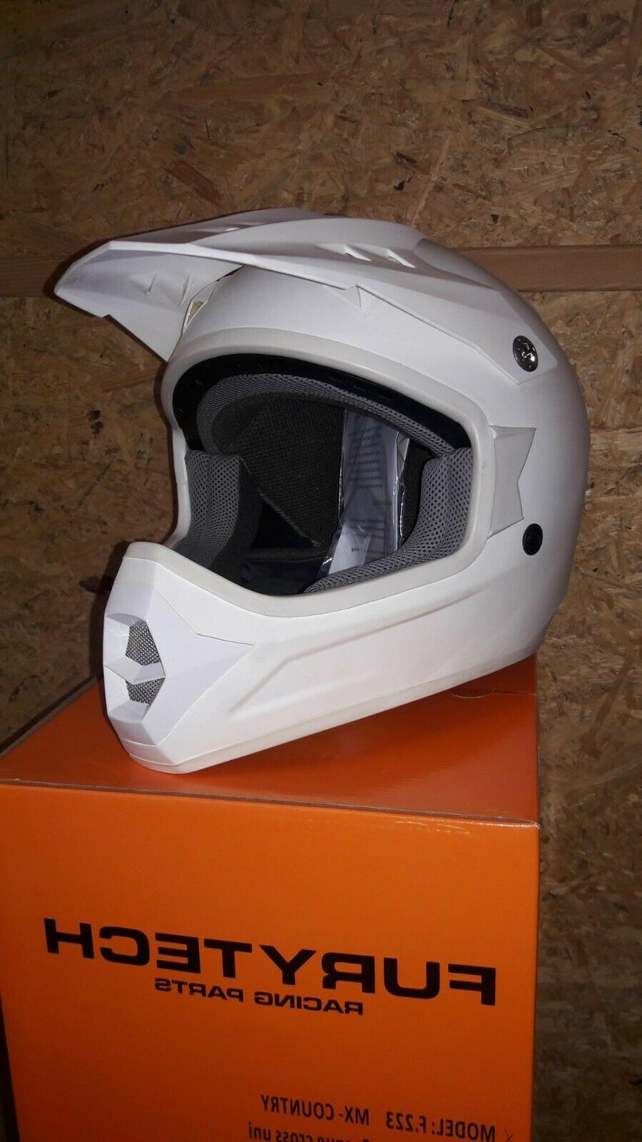 casque moto cross mx country blanc matt