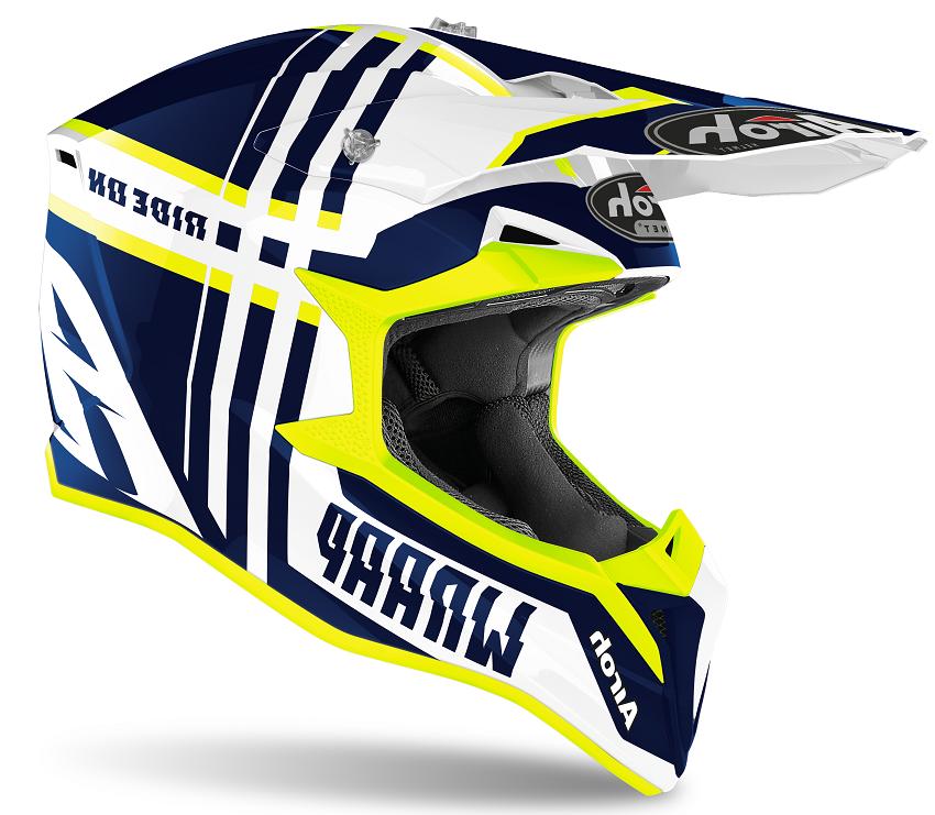 casque moto cross wraap broken bleu husqvarna