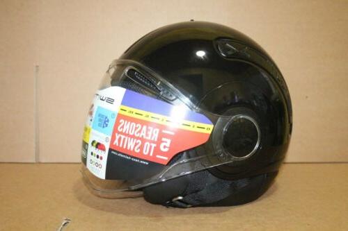 casque moto jet switx 10 noir brillant