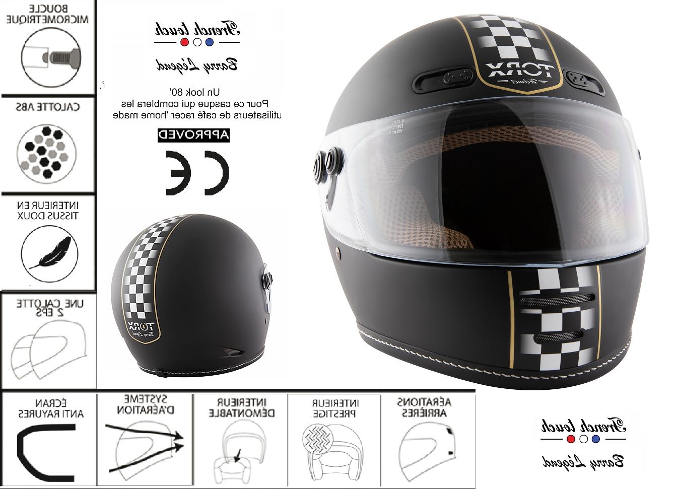 casque moto vintage barry legend racer noir