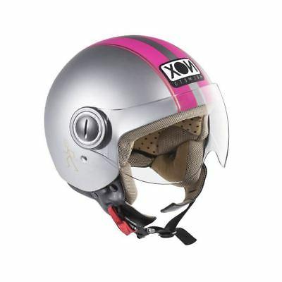 casque scooter moto jet n210 gris rose