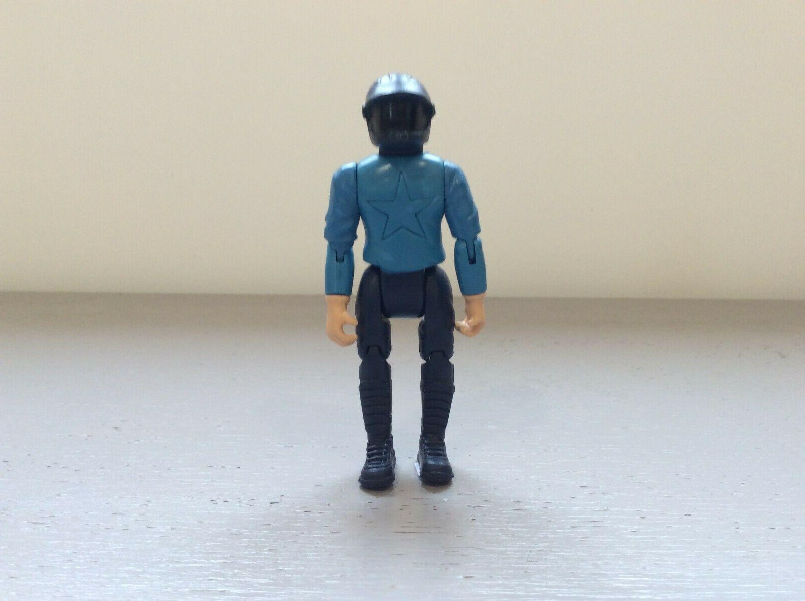 figurine homme motocross casque bleu moto vintage
