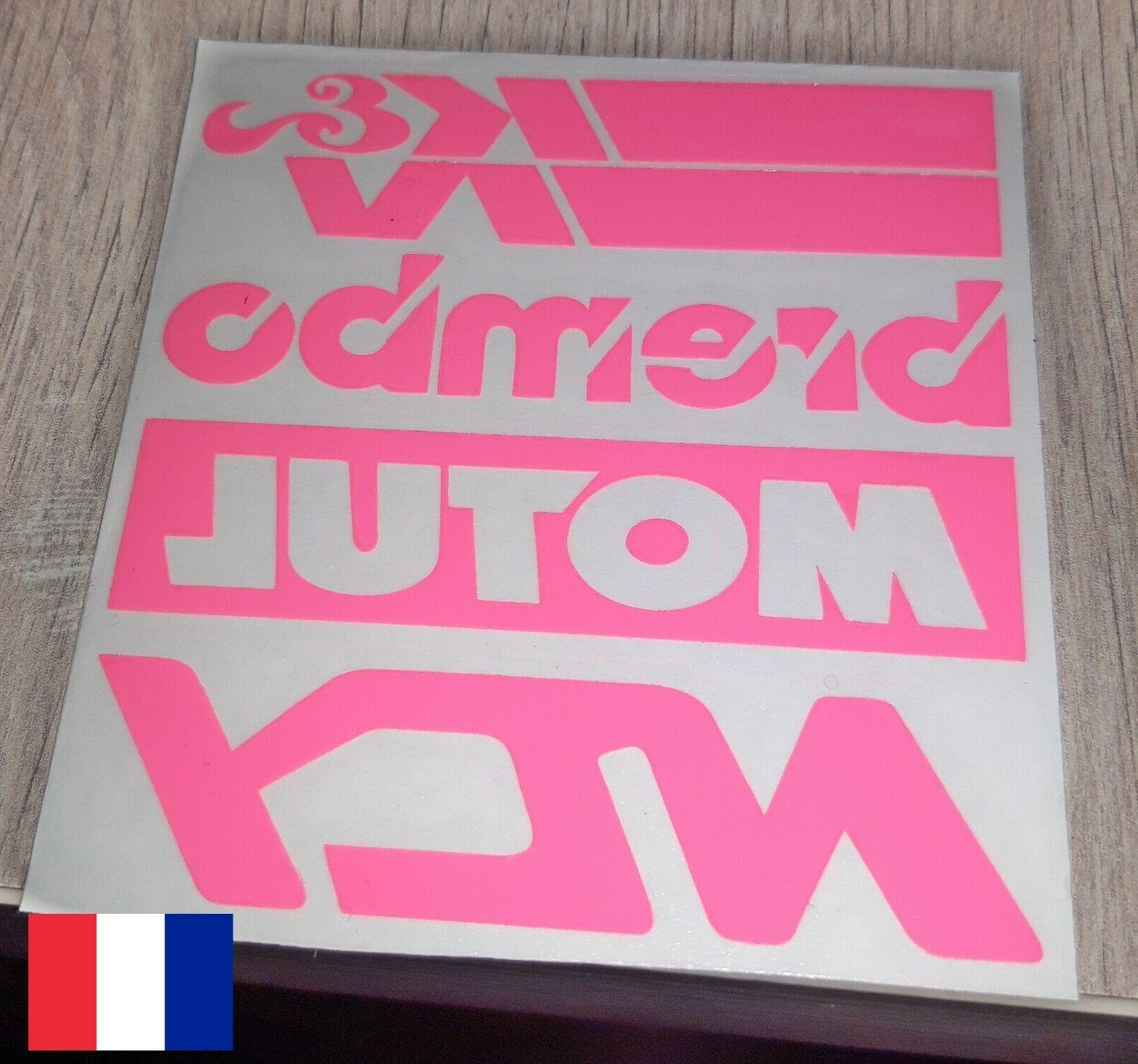 lot stickers autocollant rose fluo reflechissant moto