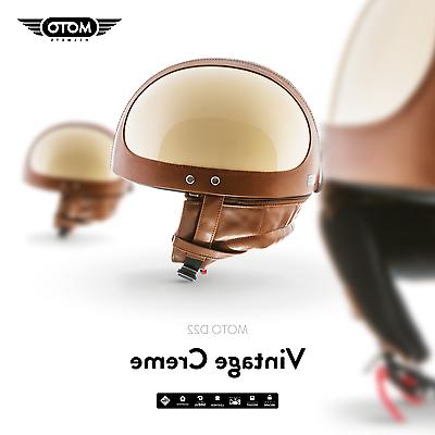 moto d22 vintage creme casque demi jet