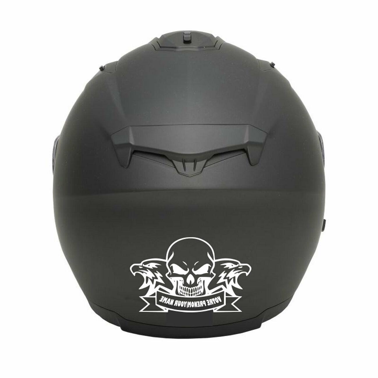 sticker skull aigle personnalise prenom casque moto