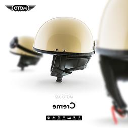 D22 Creme - Casque Demi Jet Vespa Scooter Retro Pilotvintage