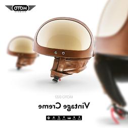 D22 Vintage Creme - Casque Demi Jet Vespa Scooter Retro Pilo