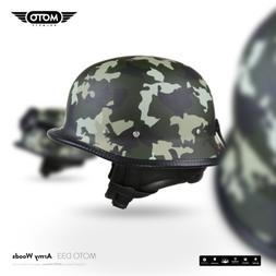 D33 Army W. Casco Demi-jet Vespa Scooter Helmet Retro Vintag