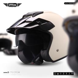 S77 Creme Jet Casque Vespa Moto Scooter Casque De Moto Helme
